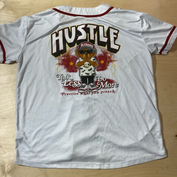 Hustle Bear Hip Hop Baseball Style Shirt Large (CT) - Picture 10 of 11
